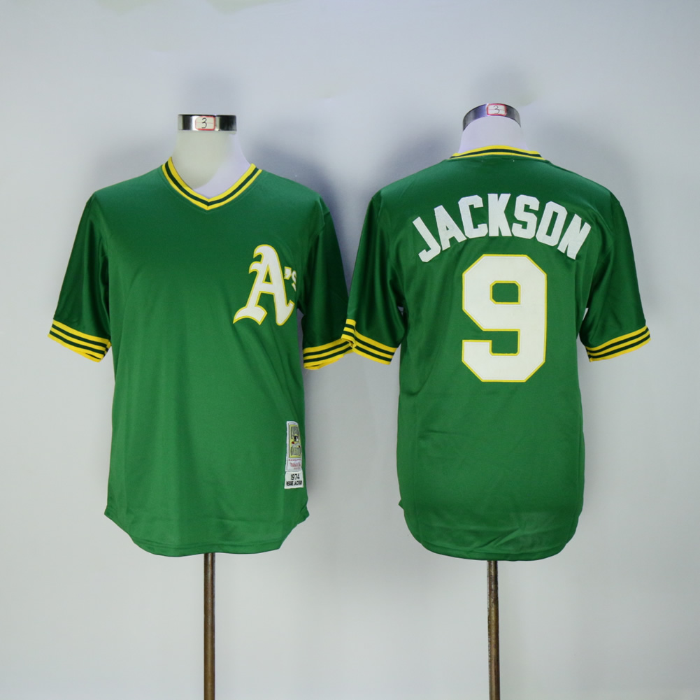 Men Oakland Athletics 9 Jackson Green Throwback MLB Jerseys